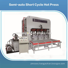 Hot press for melamine short cycle lamination